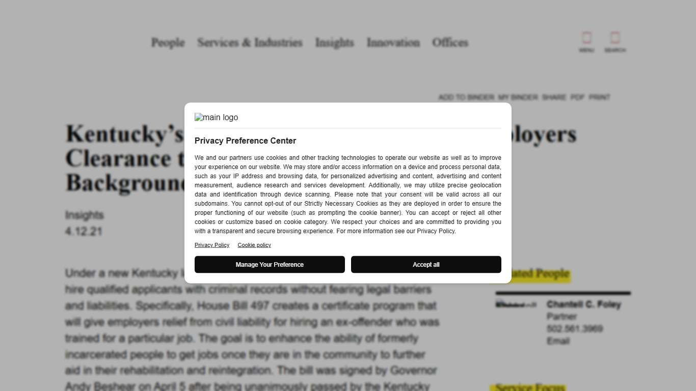 Kentucky’s New ‘Reentry’ Law Gives Employers Clearance to Hire Workers With Criminal Backgrounds Fisher Phillips